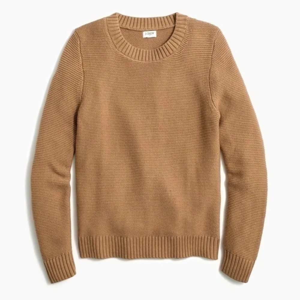 J. Crew • Tan Brown Crew Neck Classic Sweater Wool Cotton
